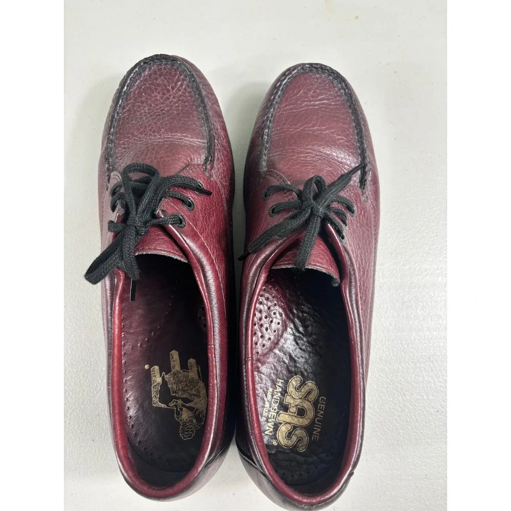 SAS Shoes Men's Burgundy‎ Leather Moc Toe Lace Up Comfort Size 12 M